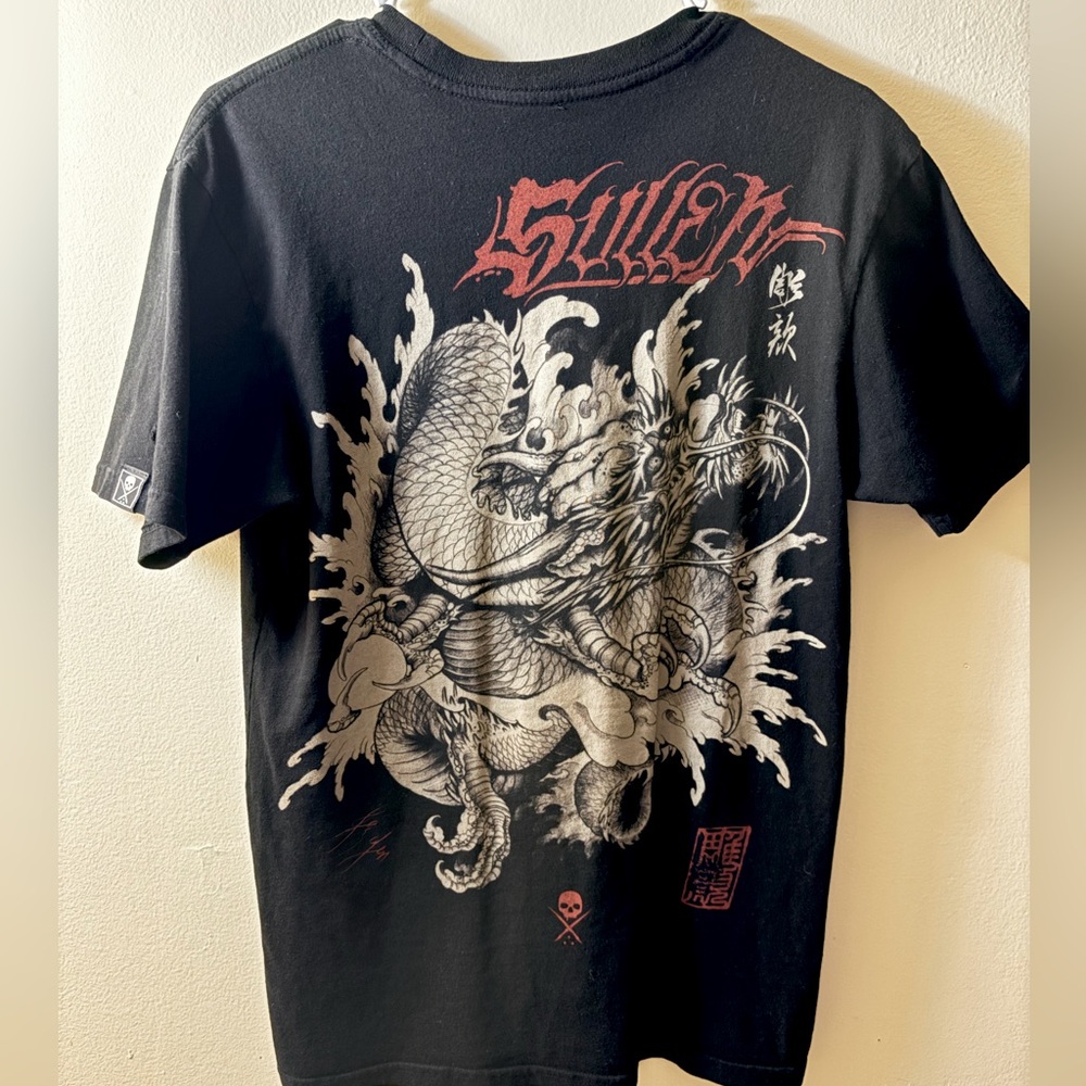 Black Short Sleeved Dragon T-Shirt For Men